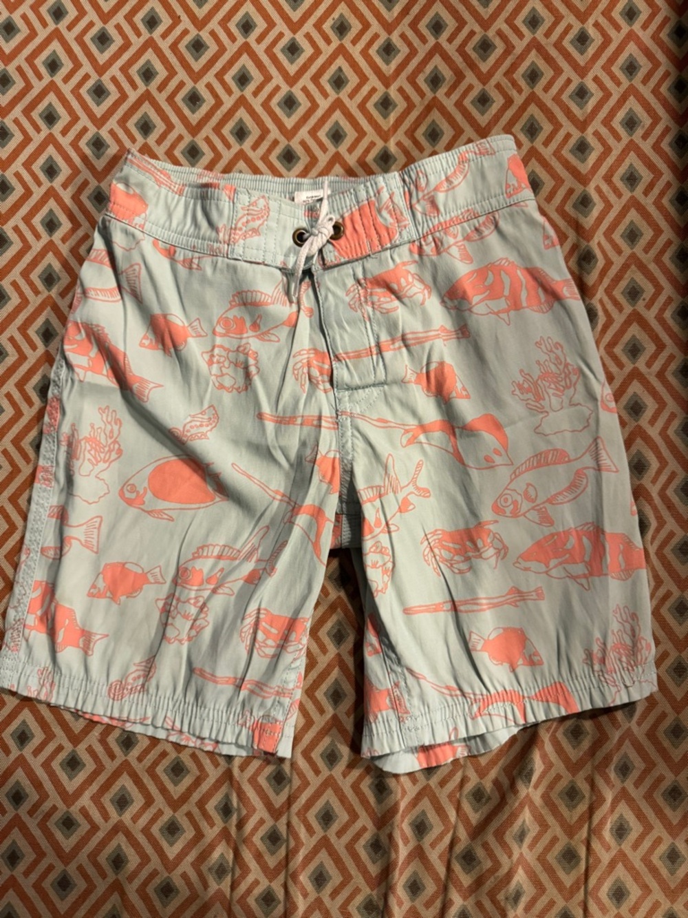 Boys Coral Fish-Print Swim Shorts - Light Blue